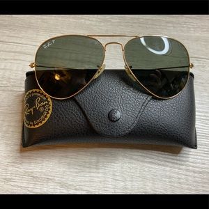 Black / Gold Ray-Ban Aviator Sunglasses-Polarized